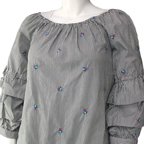 Sanctuary Womens Size M Striped Top Boho Tiered Bell Sleeves 100% Cotton - Picture 2 of 15